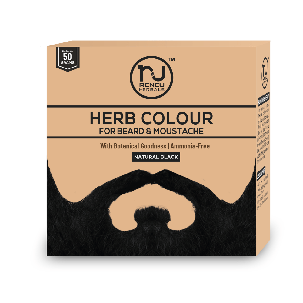 Herb Colour For Beard & Moustache| Beard Dye For Sensitive Skin | Natural & Organic Beard Color for Men | Natural Black- 50 GM