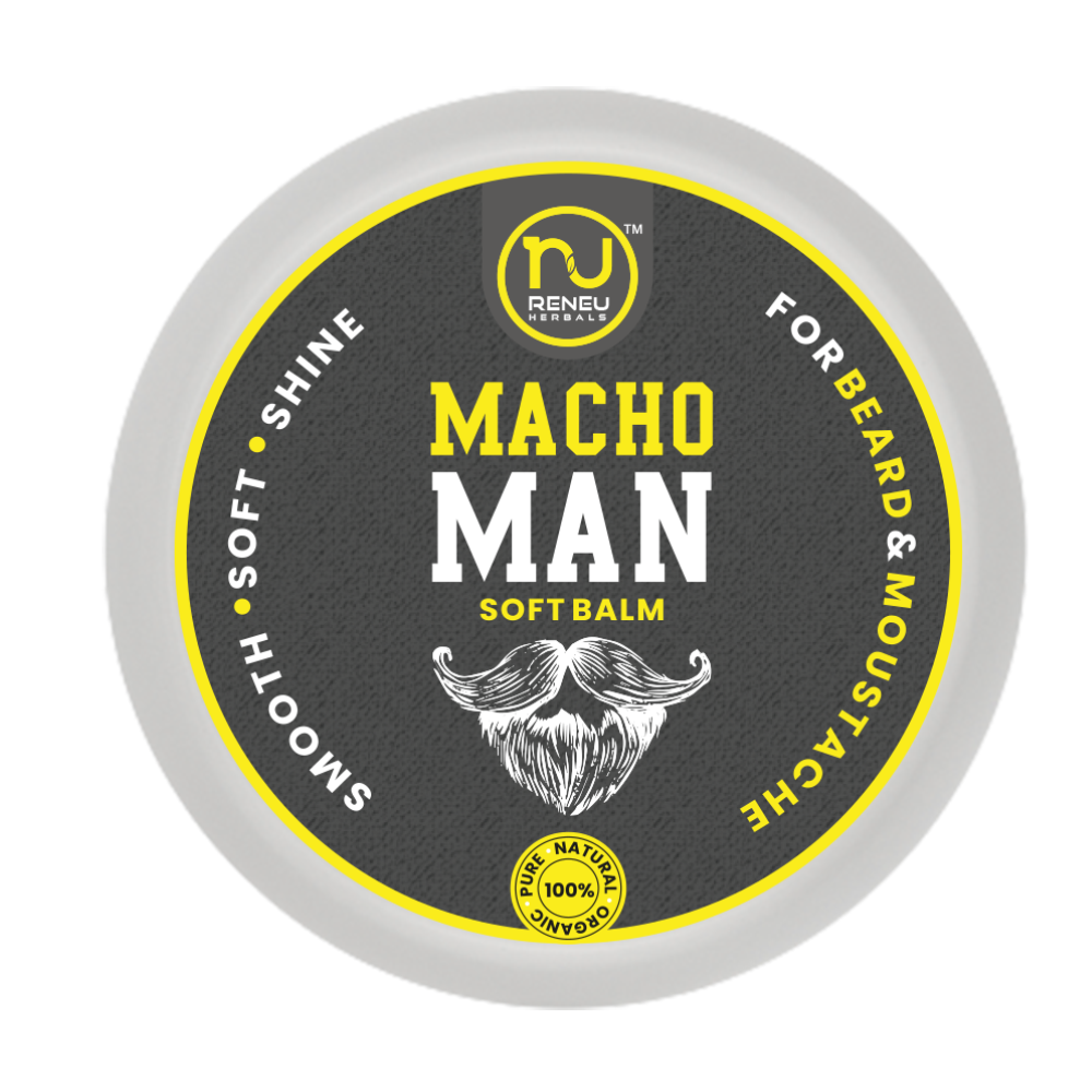 Macho Man Moustache & Beard Balm For Men | Beard Softener Natural Styling Gel | For Itch Free, Moisturized, Neat Look, Silky and Smooth Effect | 50 GM