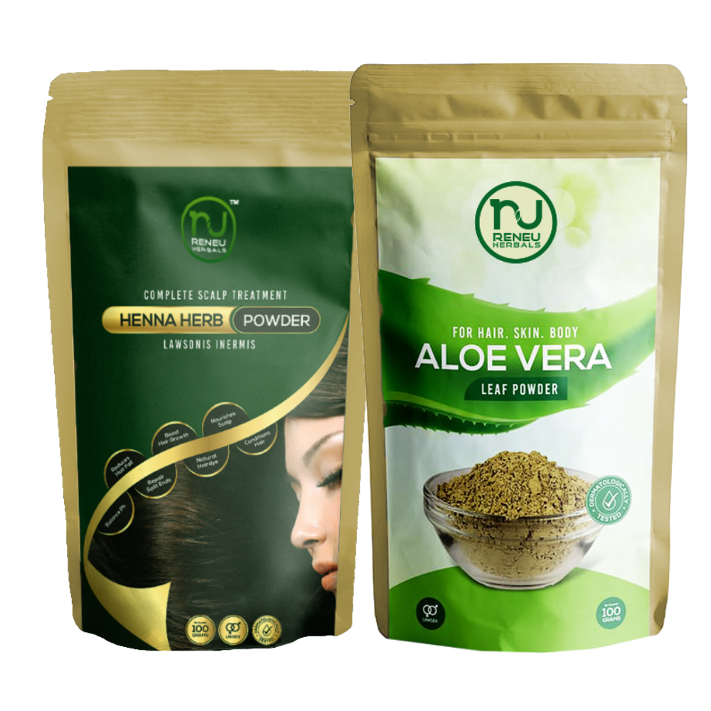 Henna Powder & Aloe Vera Powder For Hair | 100% Natural Henna & Aloe Vera | Mehndi Powder For Hair Growth & Shine | Combo ( Pack Of 2 - 200 GM)